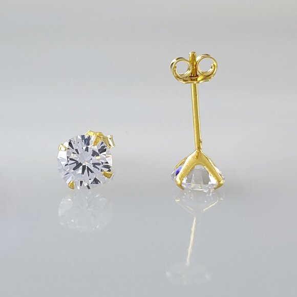 14K Gold Womens 2ct Diamond Stud Earrings Ladies 925 Silver Stamped New Jewelry